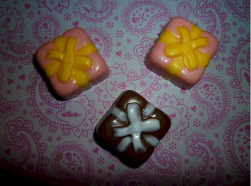 Chocolate Candy Gift Wrapped Presents Or Packages With Bows Set Of 12